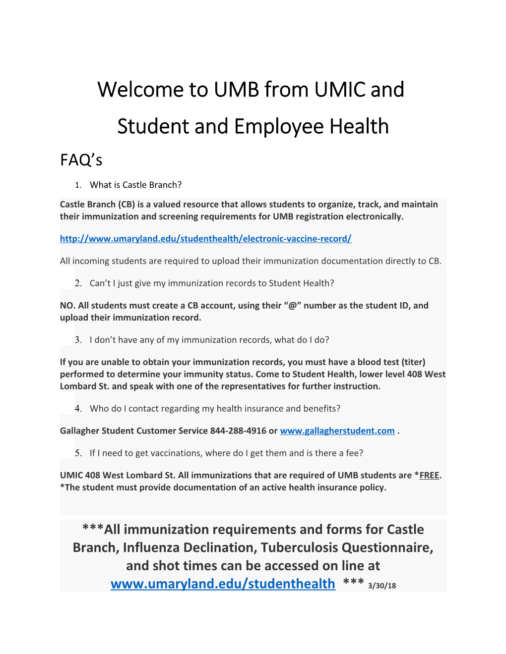 Welcome to UMB from UMIC And