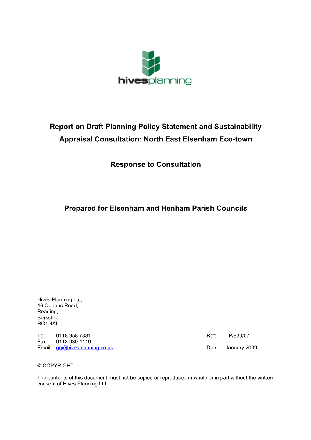 Draft Planning Policy Statement: North East Elsenham Eco-Town