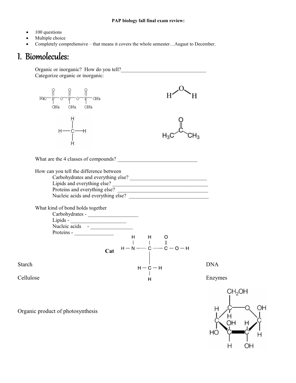 Your Pre AP Biology Final Exam