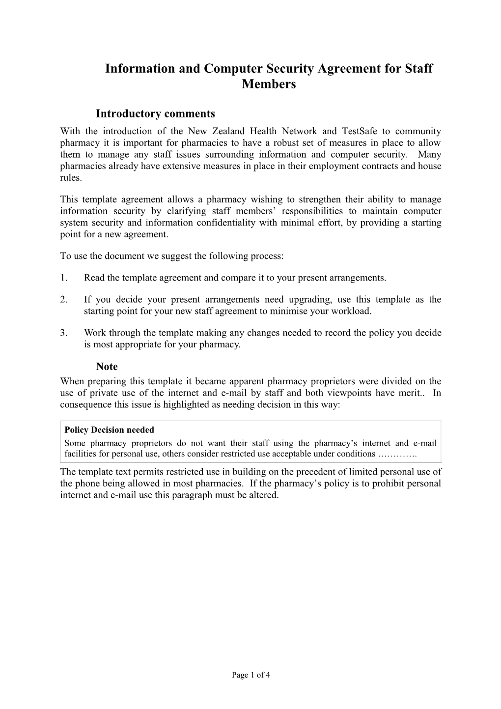 Information Security Access Agreement