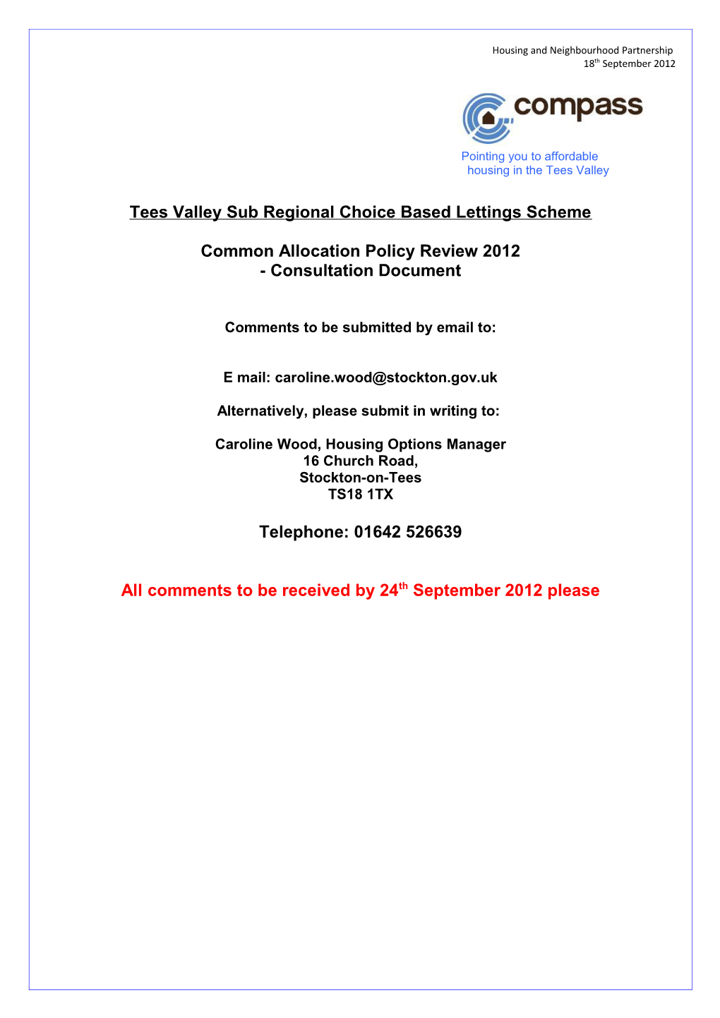 Teesvalley Sub Regional Choice Based Lettings Scheme
