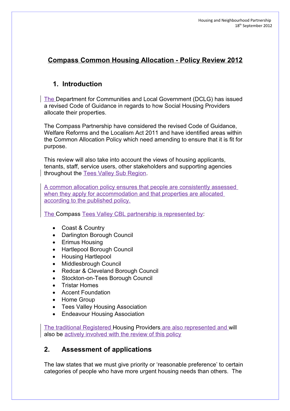 Teesvalley Sub Regional Choice Based Lettings Scheme