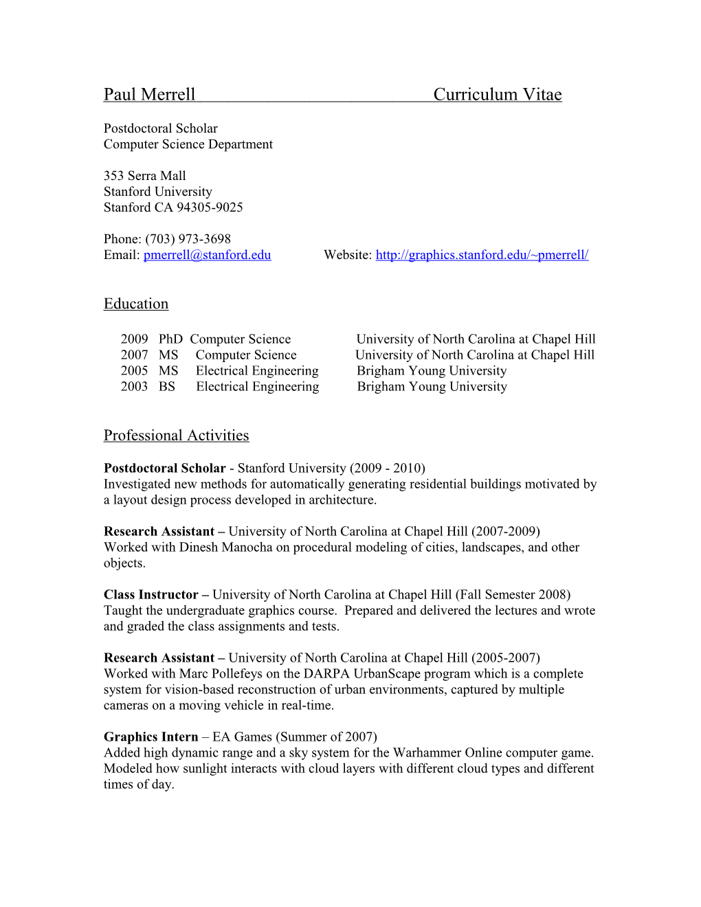 Paul Merrell Curriculum Vitae