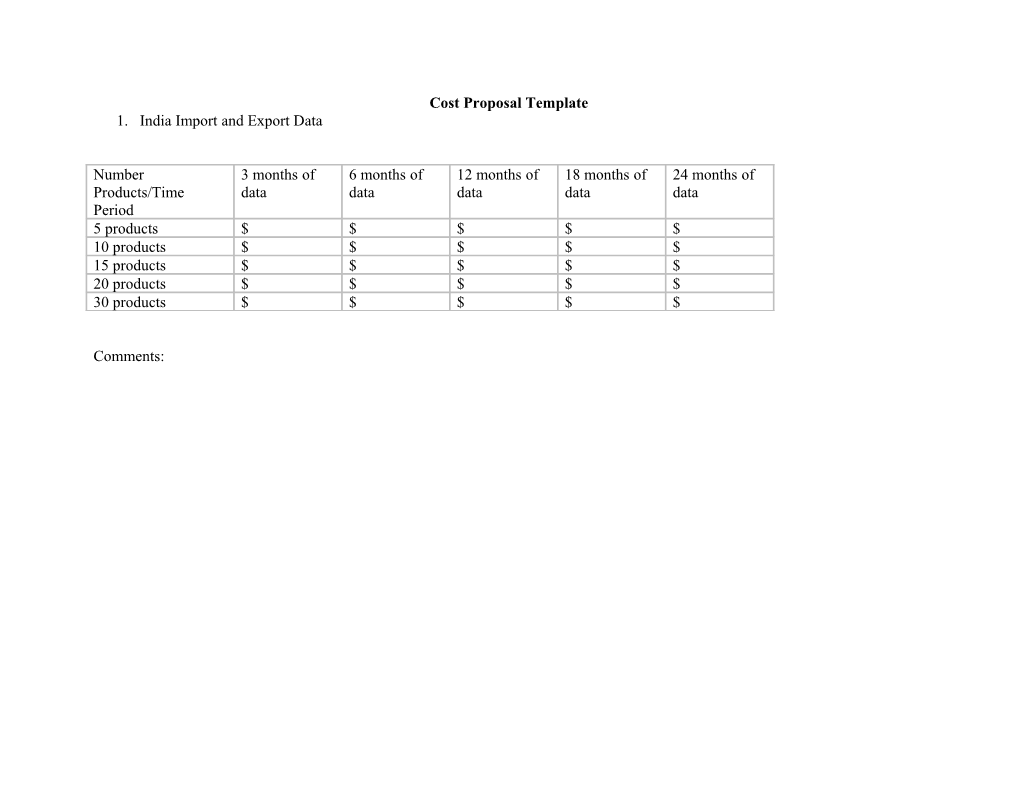 Cost Proposal Template