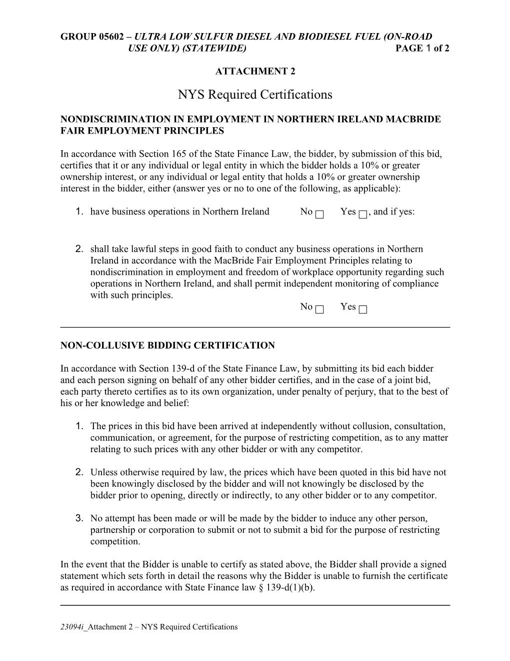 Group05602 Ultra Low Sulfur Diesel and Biodiesel Fuel (On-Road Use Only) (Statewide) Page