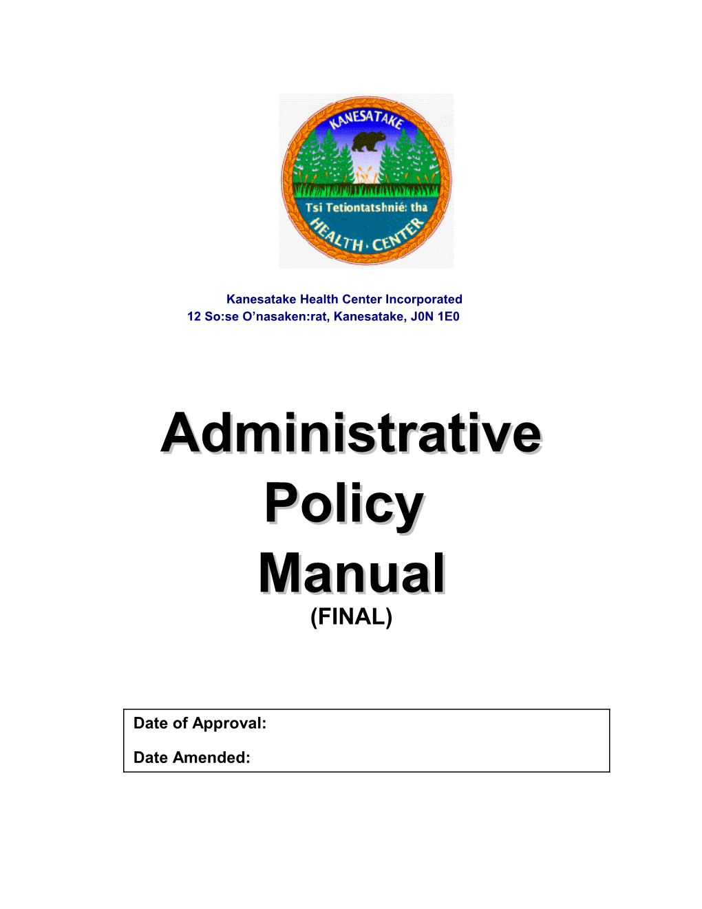KHC Inc. Administrative Policy Manual