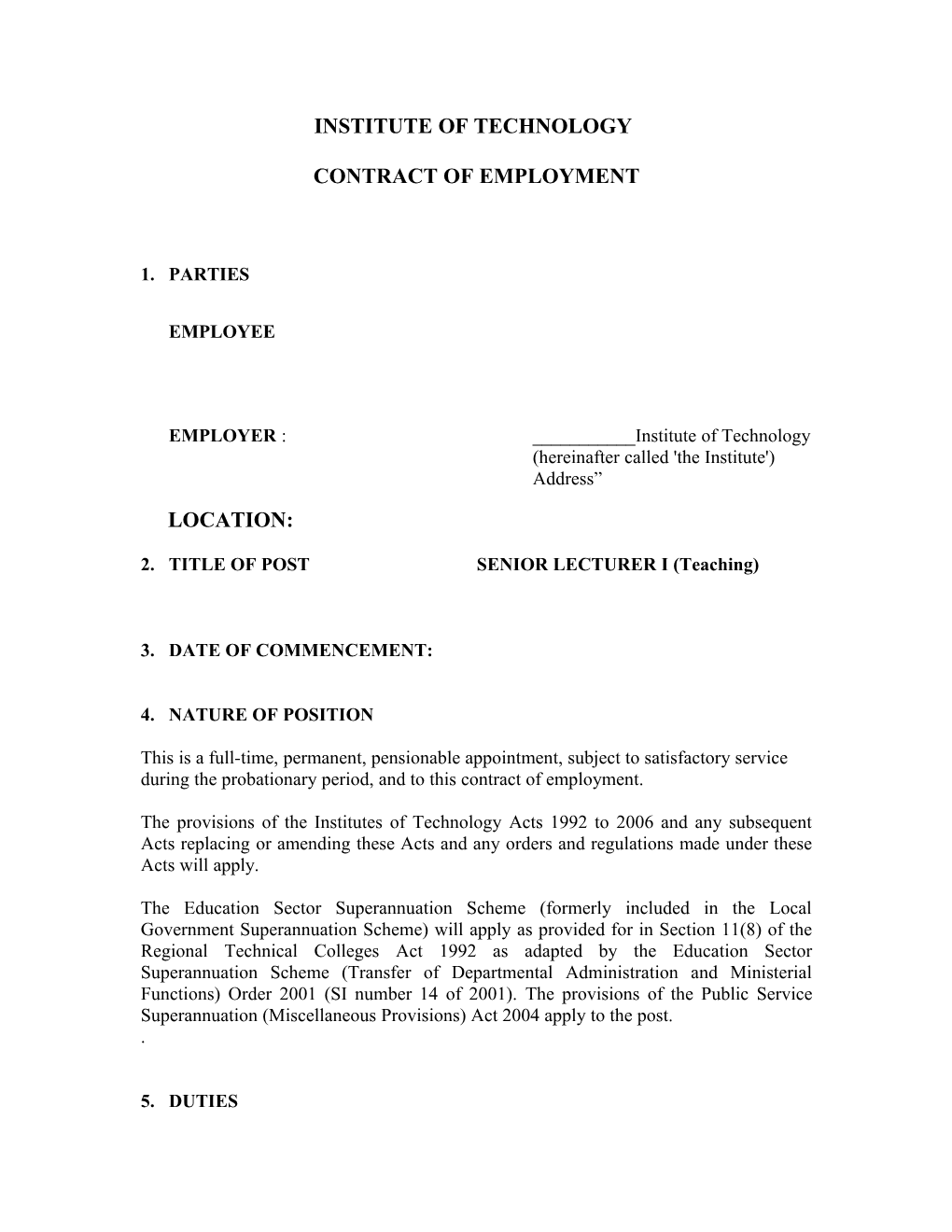 Contract of Employment - PWT SL I (T) - Iot - 2007