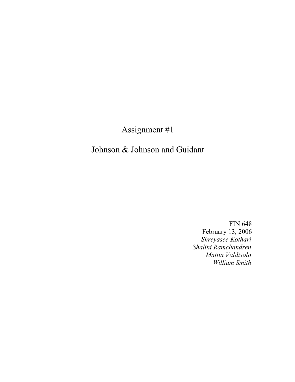Johnson & Johnson and Guidant