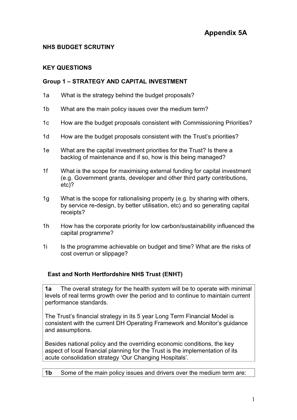 Group 1 STRATEGY and CAPITAL INVESTMENT