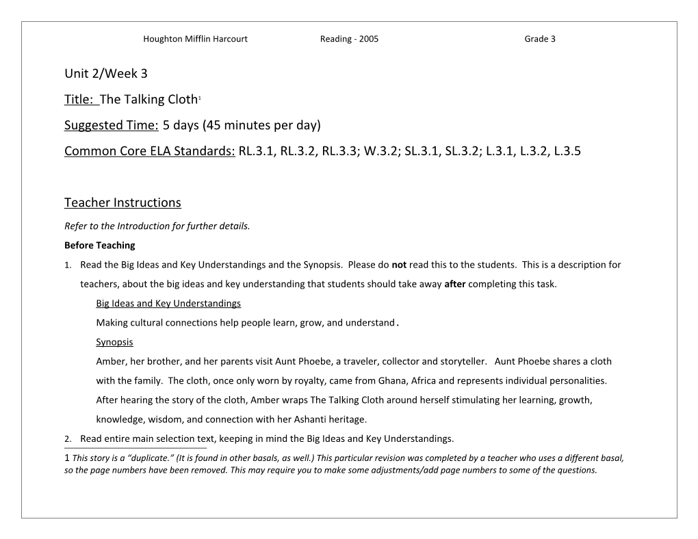 Houghton Mifflin Harcourtreading - 2005Grade 3