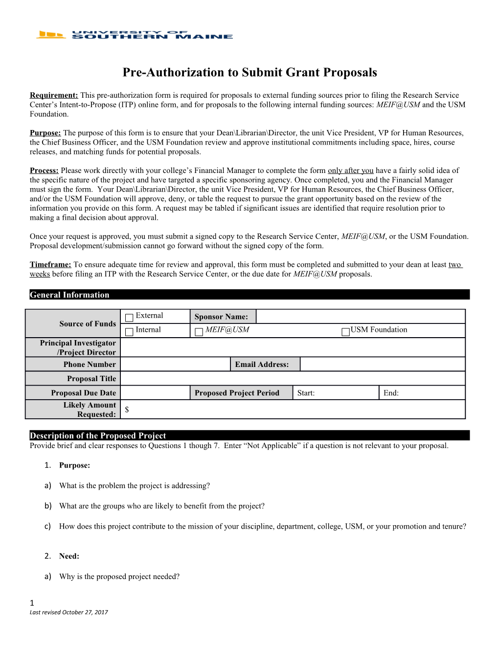 Pre-Authorization Tosubmitgrant Proposals