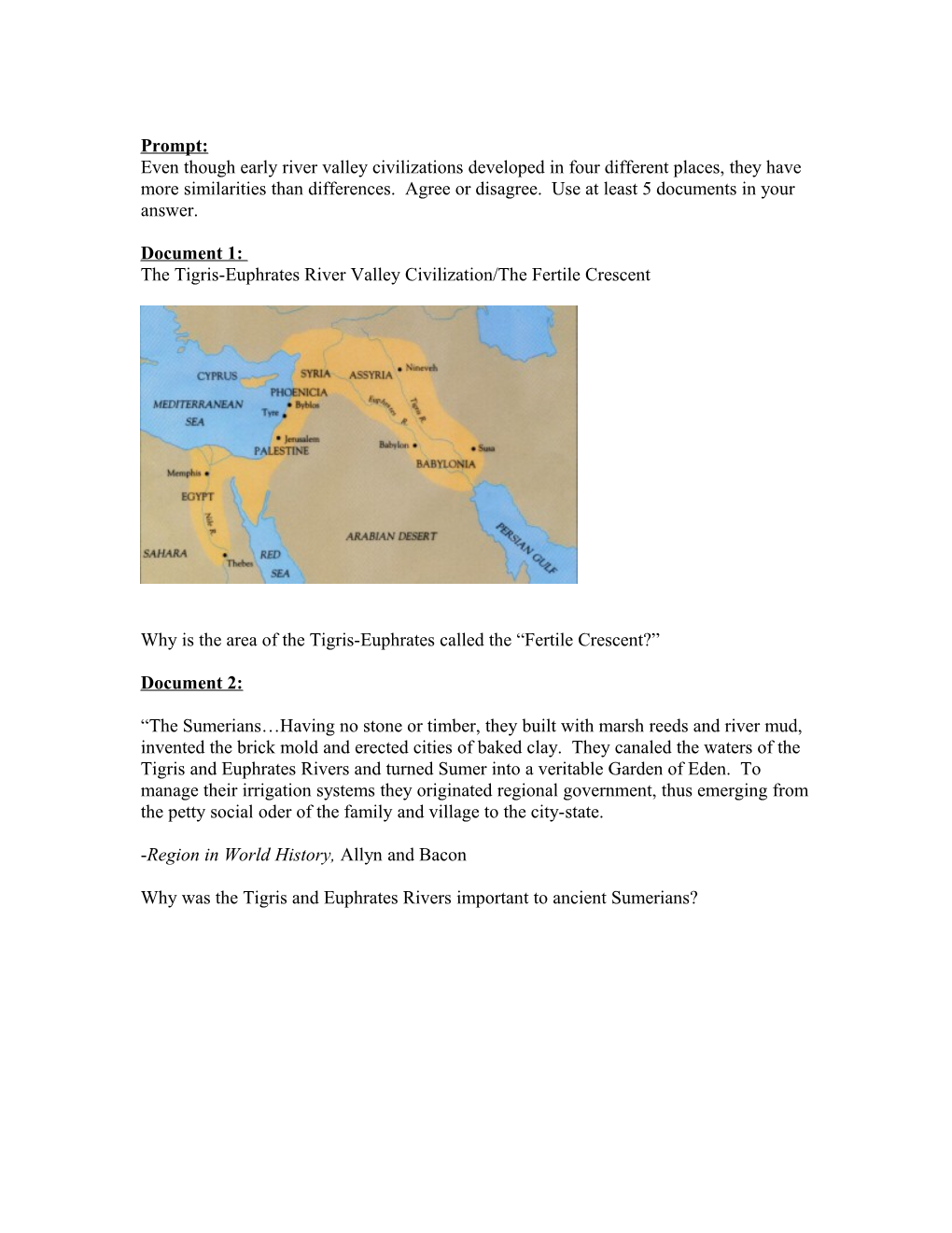 The Tigris-Euphratesrivervalley Civilization/The Fertile Crescent