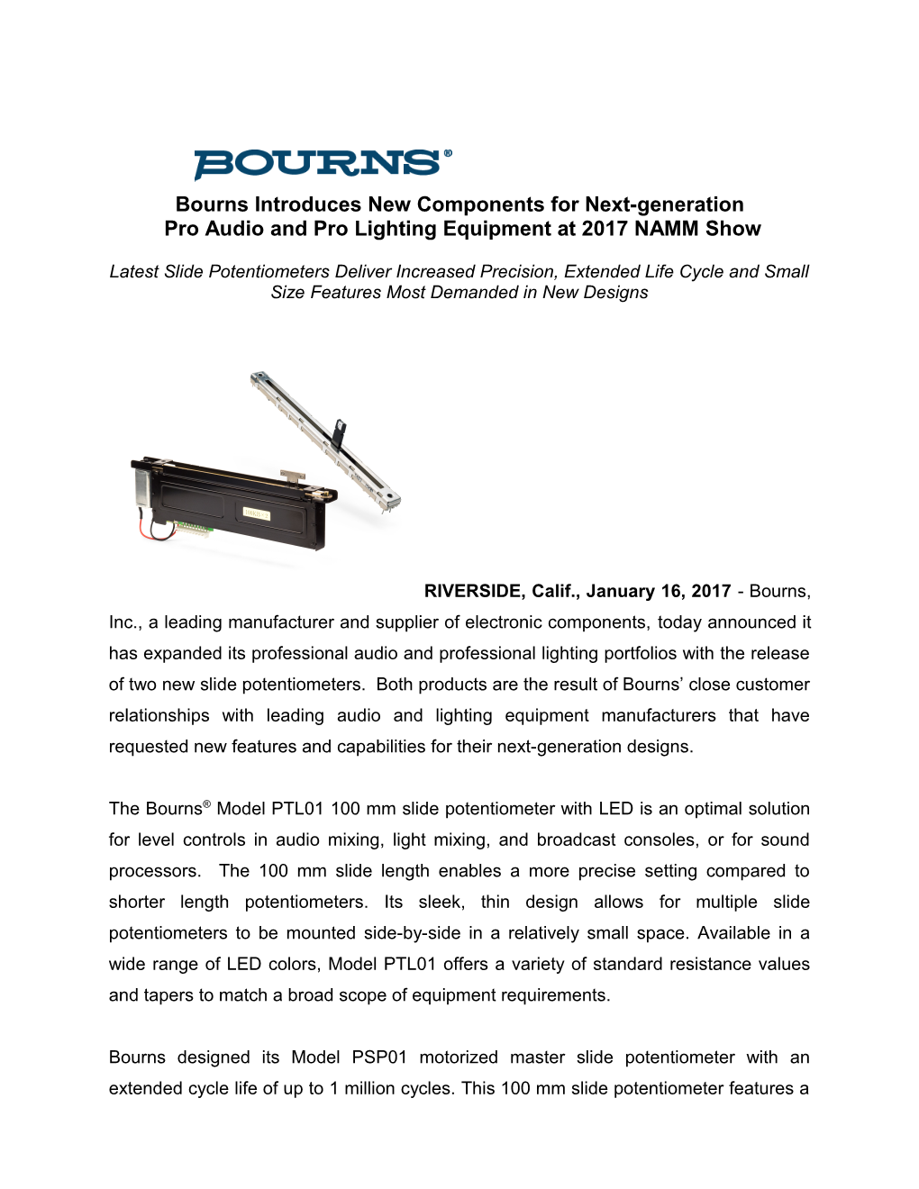 Bourns Introduces New Components for Next-Generation