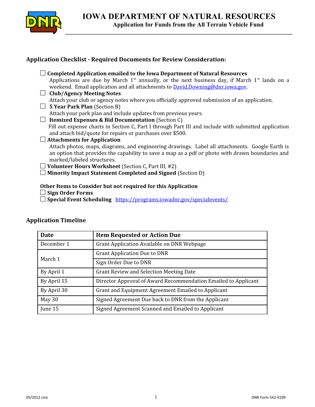 Application Checklist - Required Documents for Review Consideration