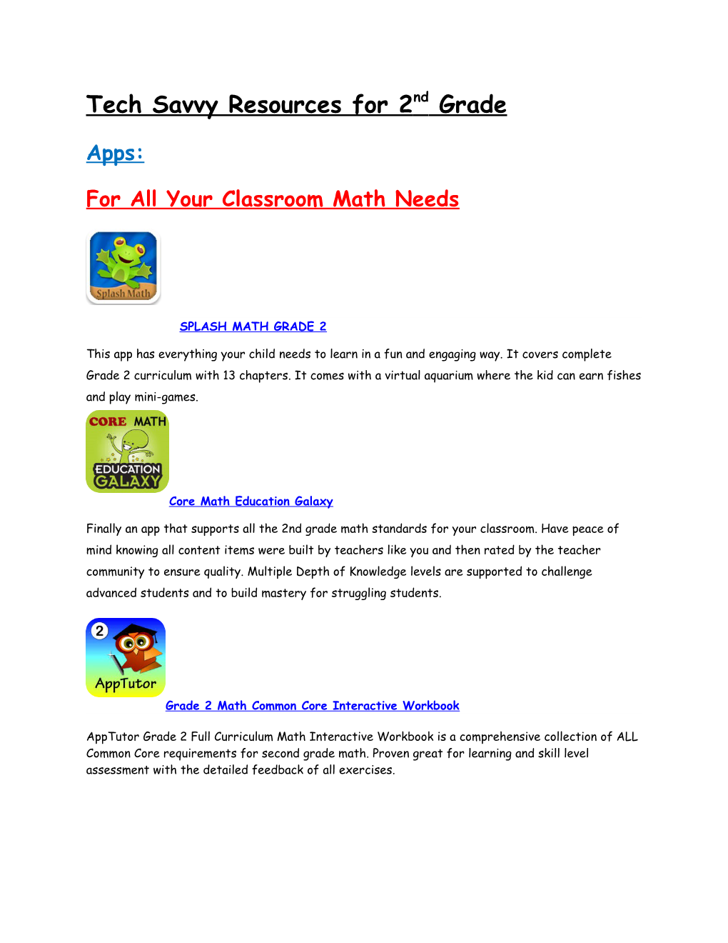 Tech Savvy Resources for 2Nd Grade