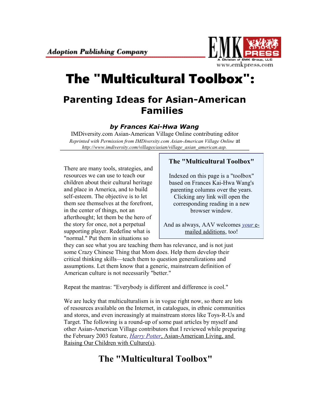 The Multicultural Toolbox