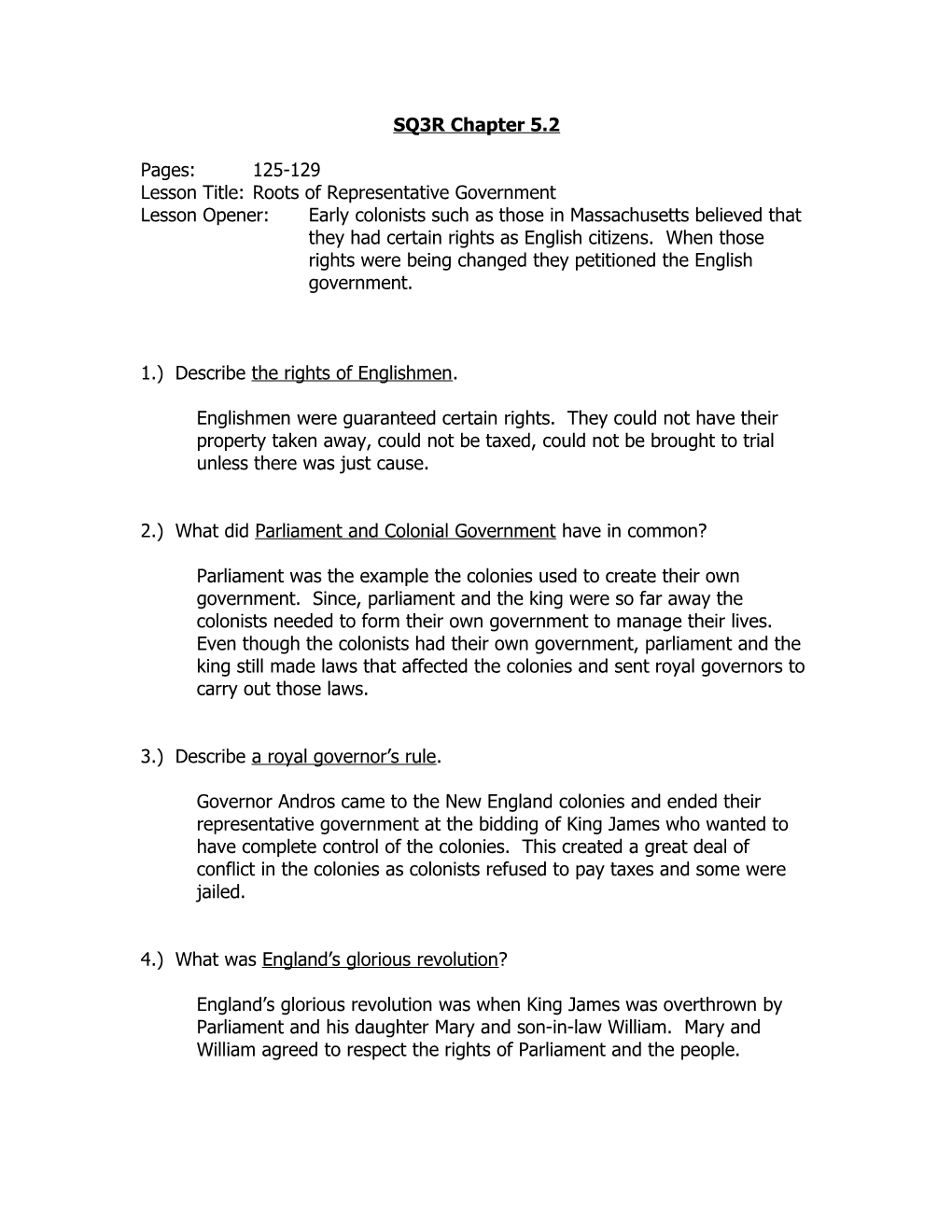 Lesson Title:Roots of Representative Government