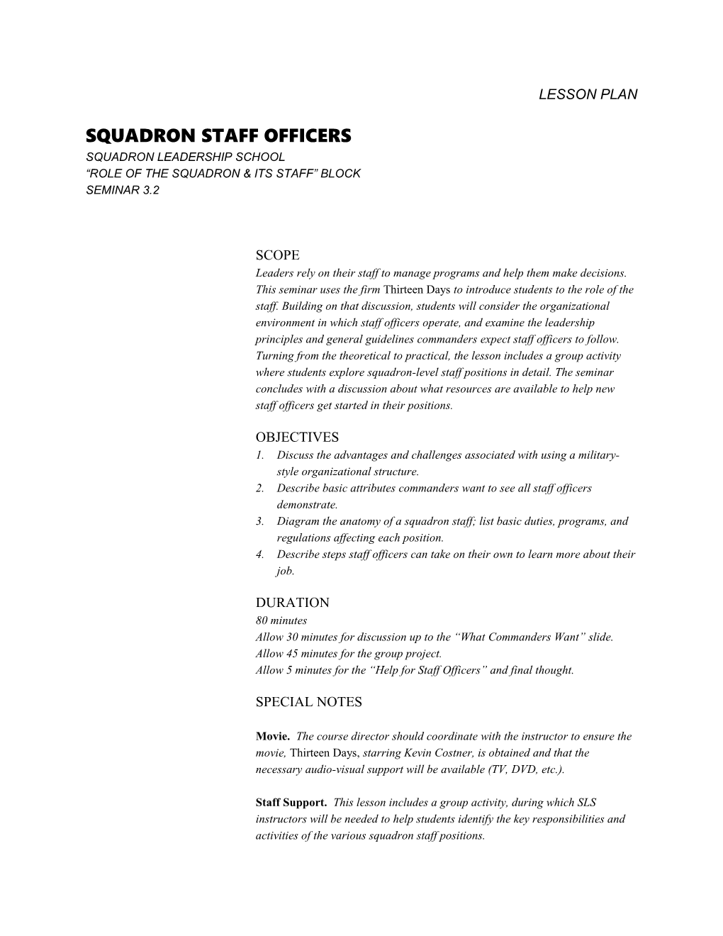 Squadron Staff Officers