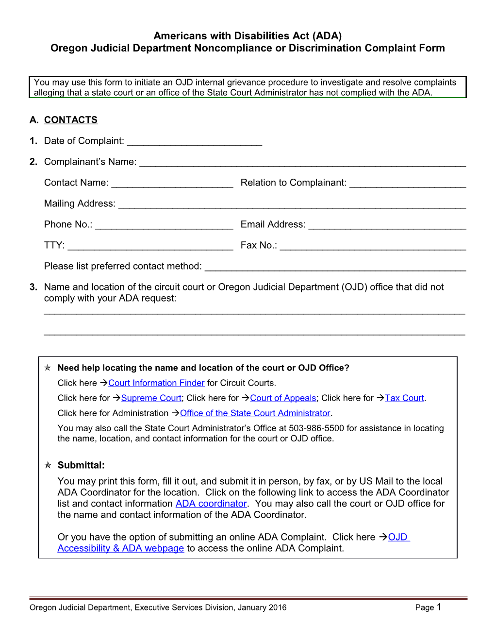 ADA Complaint Form