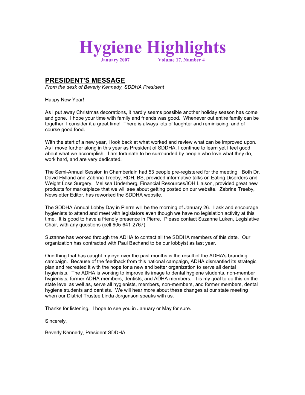 Hygiene Highlights
