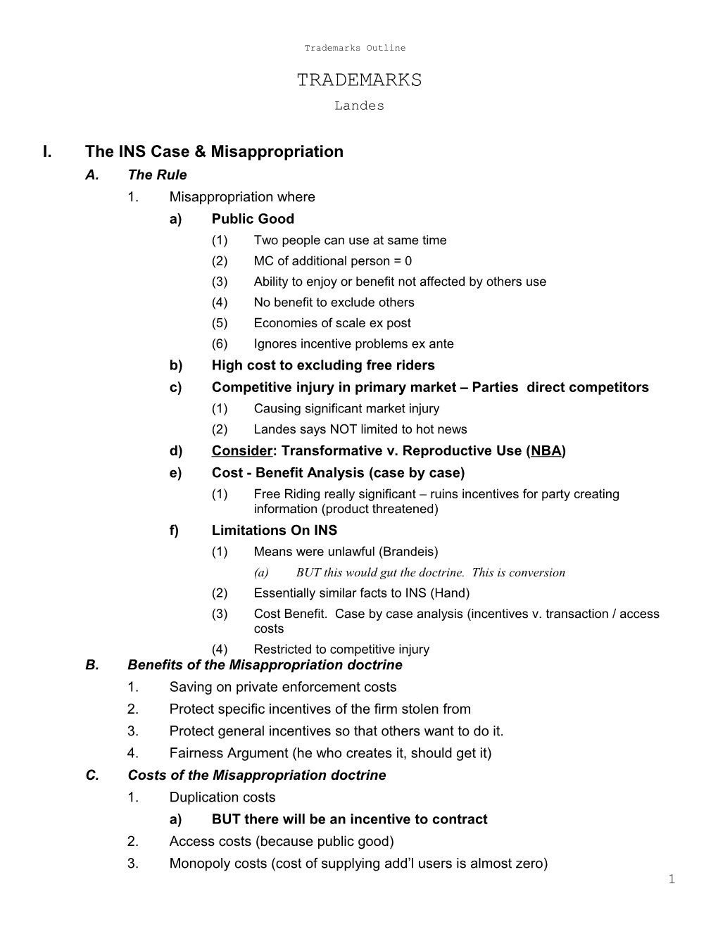 I.The INS Case & Misappropriation