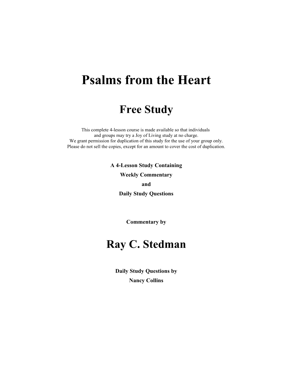 Joy of Living Bible Studies Psalms from the Heart 1