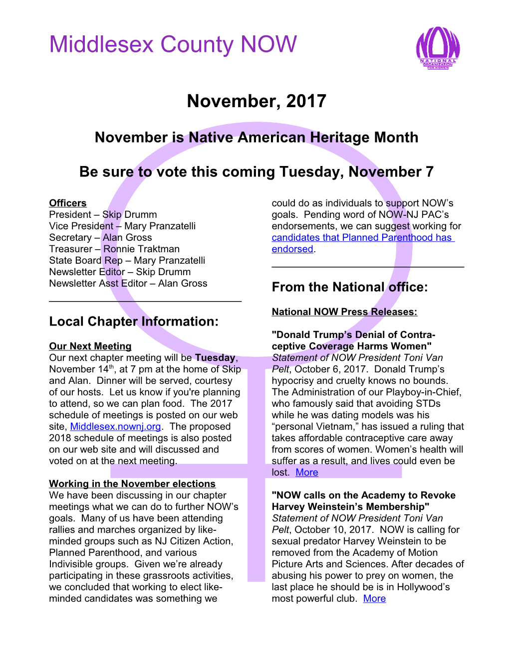 Middlesex County NOW Newsletter