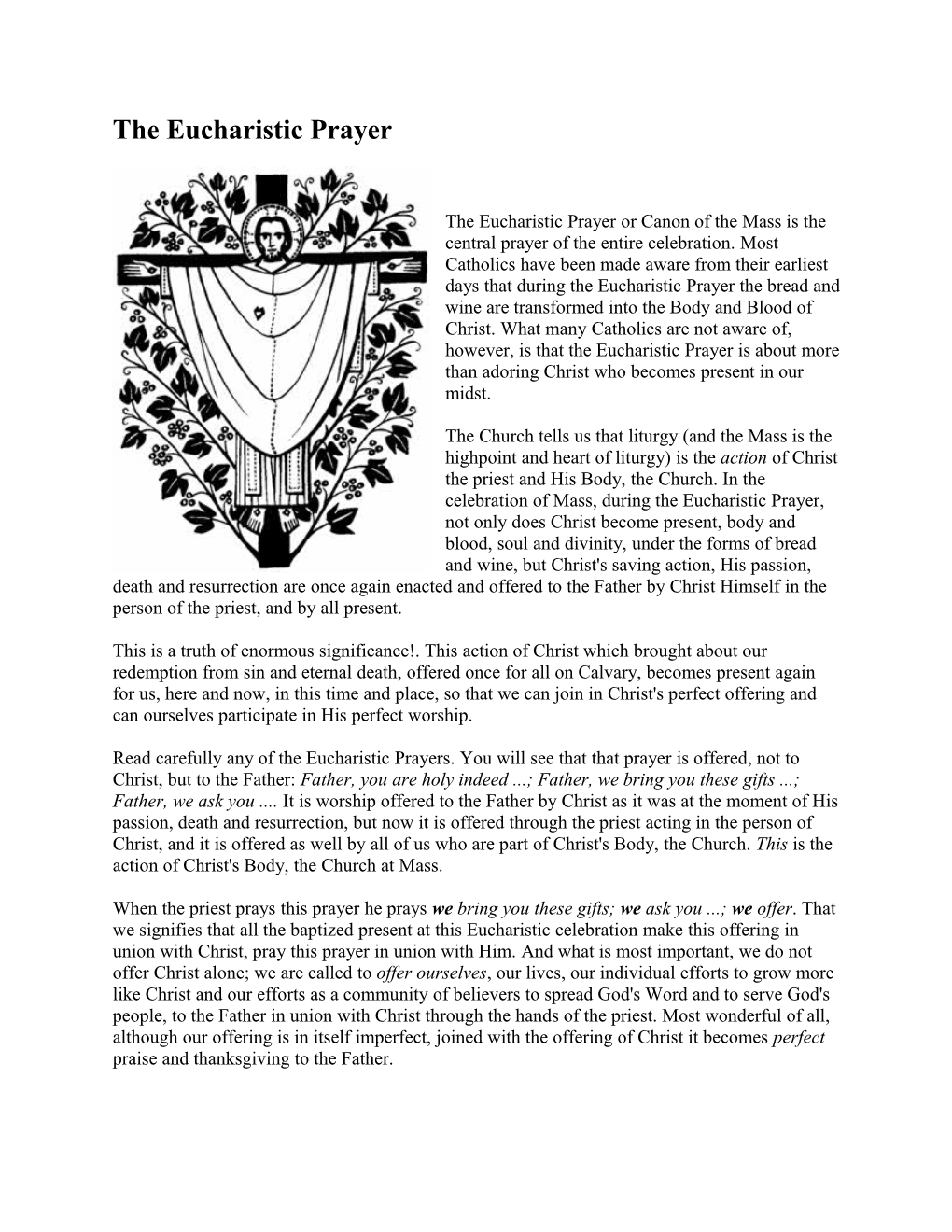 The Eucharistic Prayer