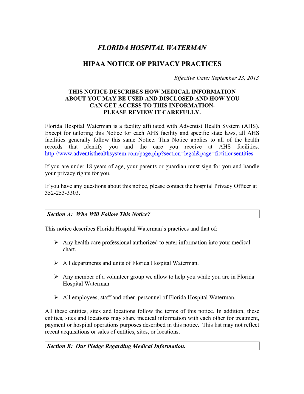 HIPAA Notice of Patient Privacy Practices