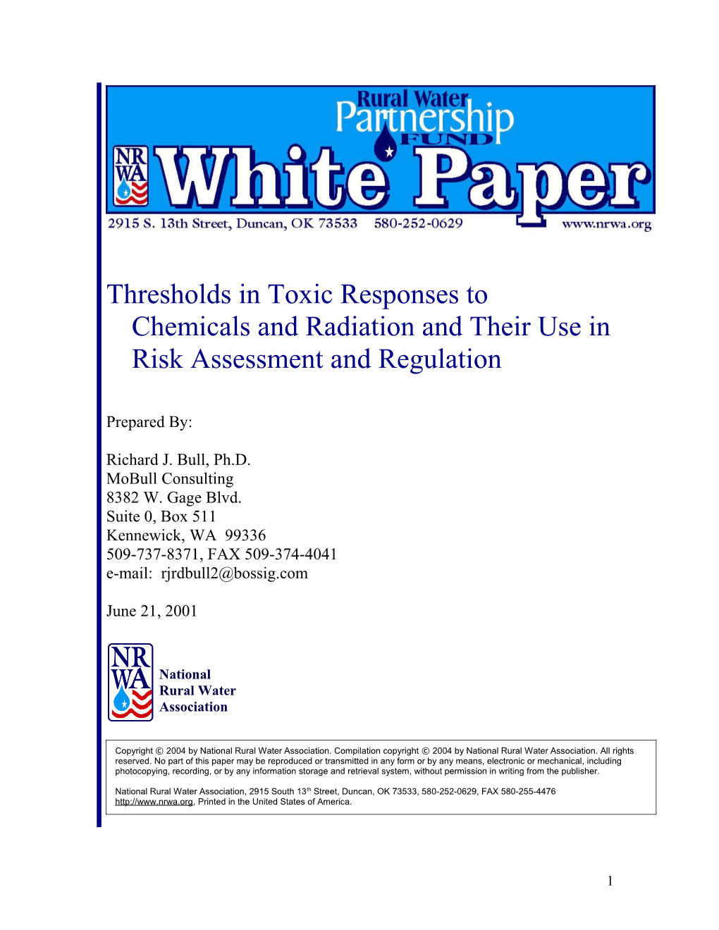 Thresholds in Toxic Responses to Chemicals and Radiation