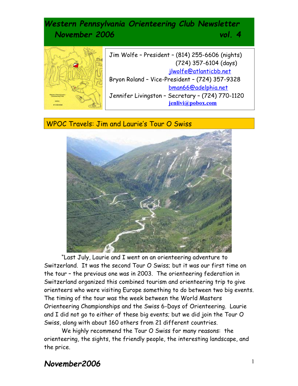 Western Pennsylvania Orienteering Club Newsletter November 2006 Vol. 4