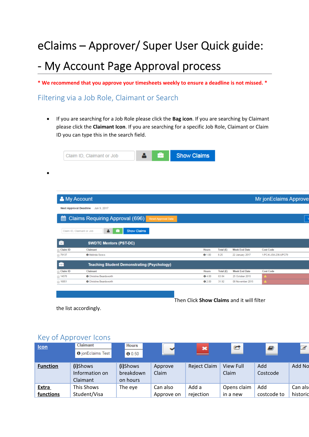 Eclaims Approver/ Super User Quick Guide