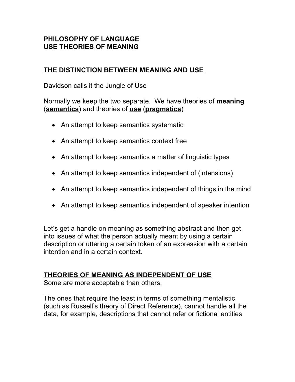 History of the Distinction Between Meaning Vs