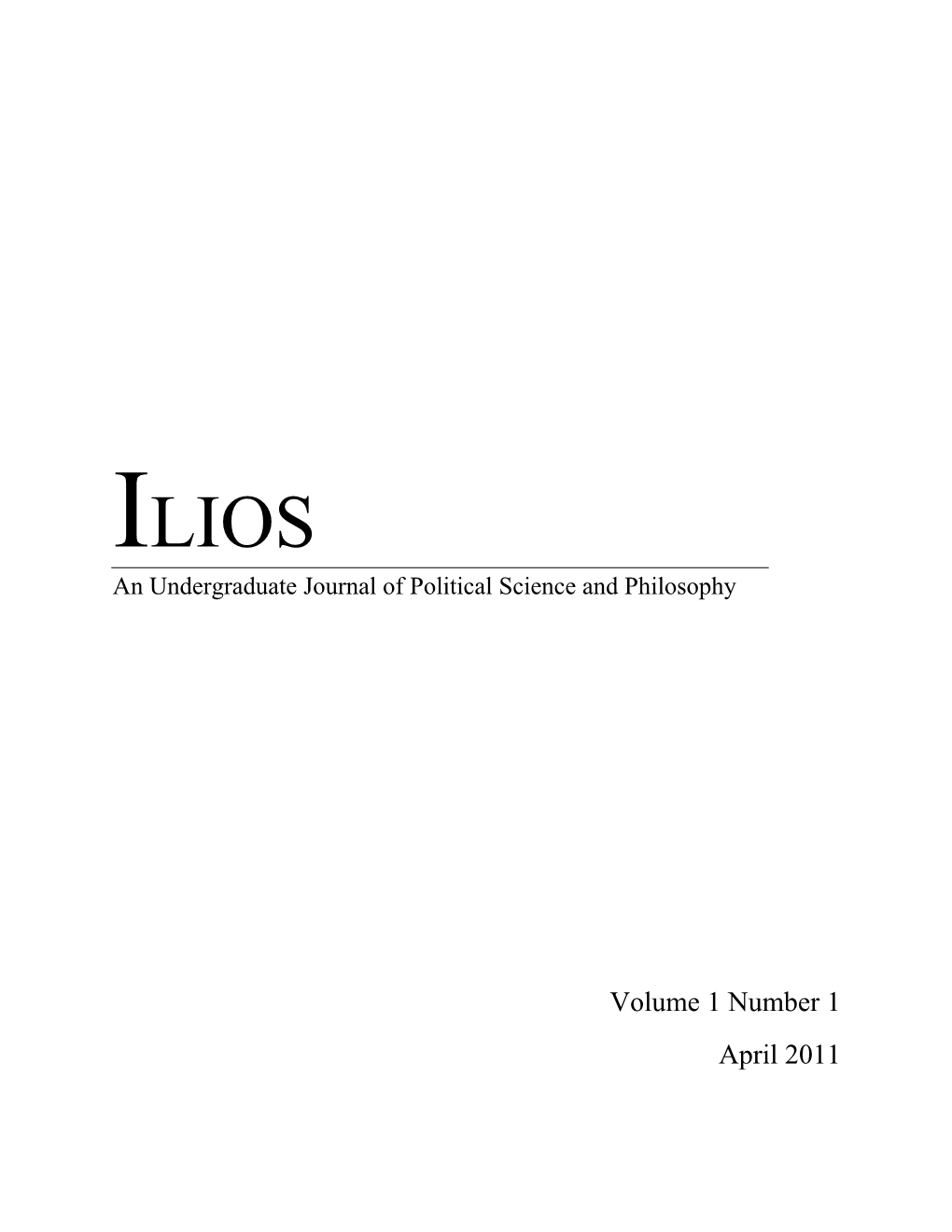 An Undergraduate Journal of Political Science and Philosophy