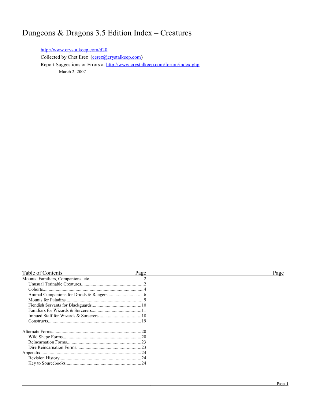 Dungeons & Dragons 3Rd Edition Index