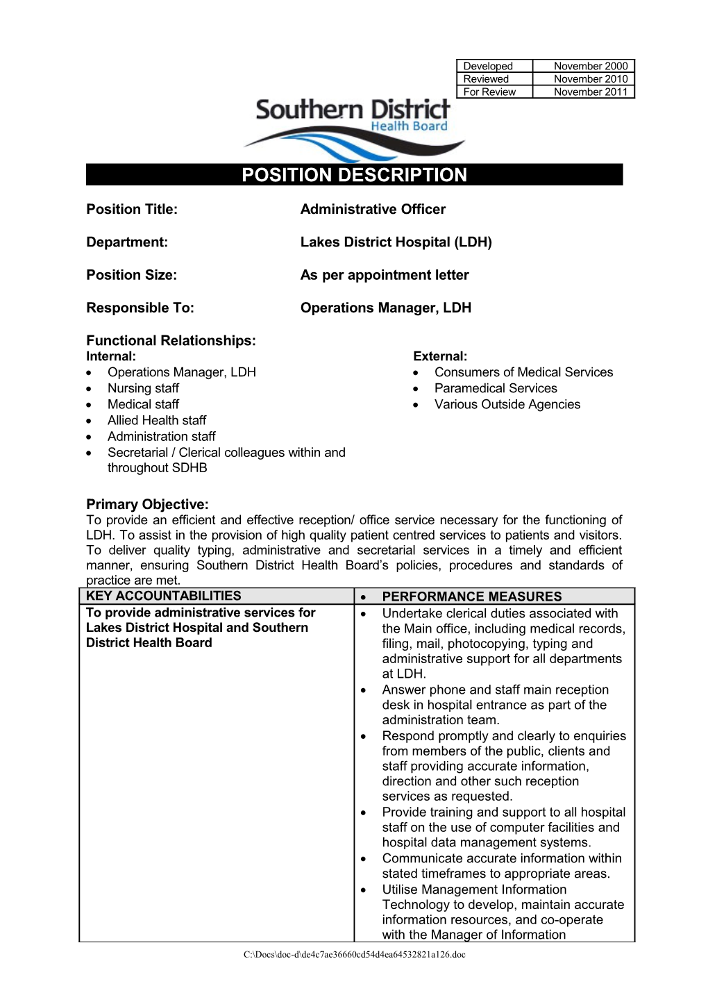 Administrative Officer Clinical Administration - Page 1