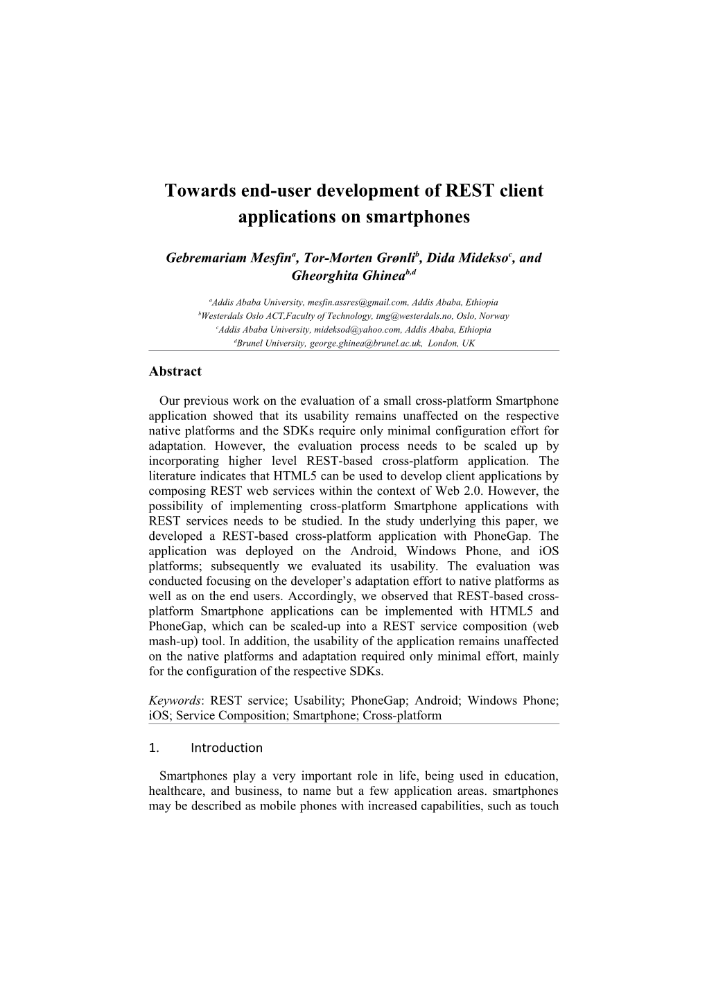 Towards End-User Development of REST Clientapplications on Smartphones