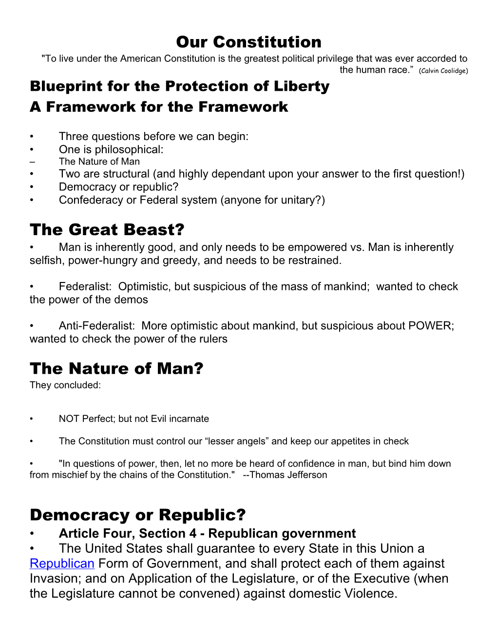 Blueprint for the Protection of Liberty