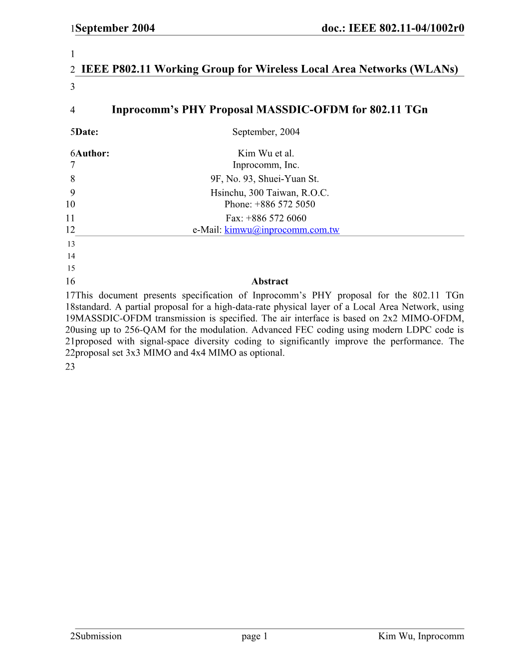 IEEE P802.11 Working Group for Wireless Local Area Networks (Wlans)