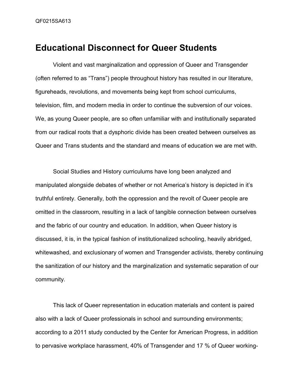 Queer Foundation Scholarship (FEB 14TH)