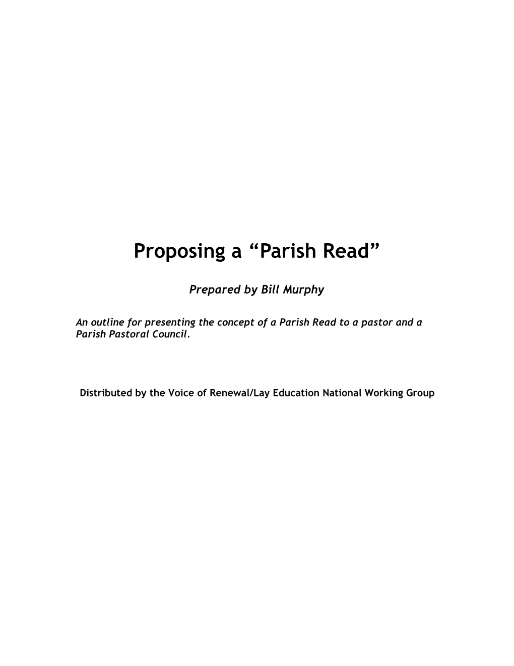 Proposing a Parish Read