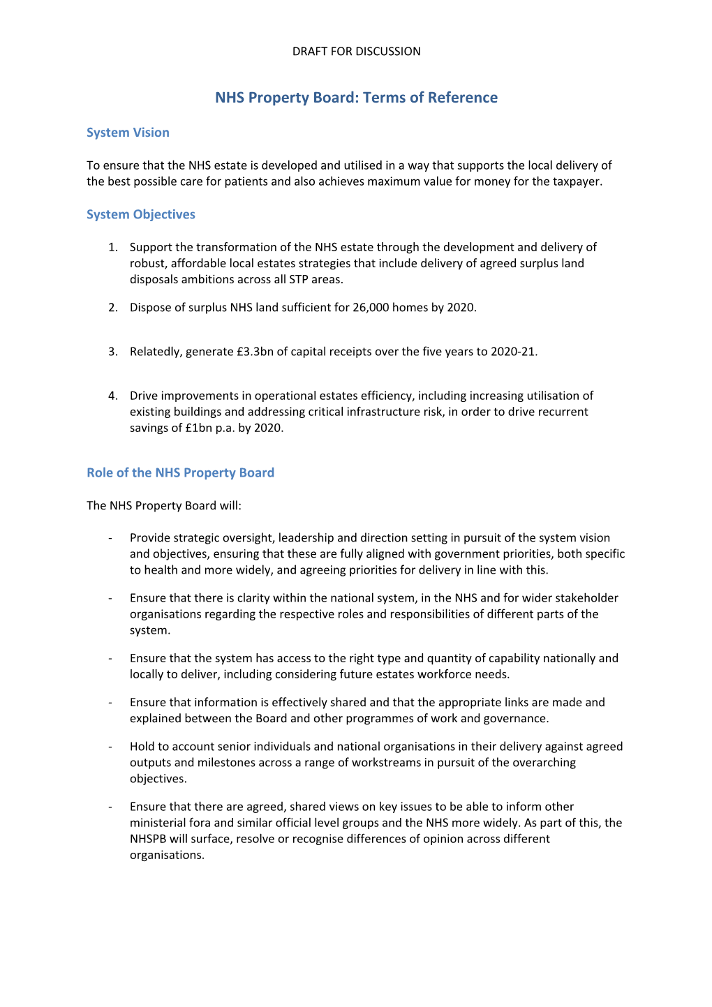 Terms of Reference - NHS Property Board