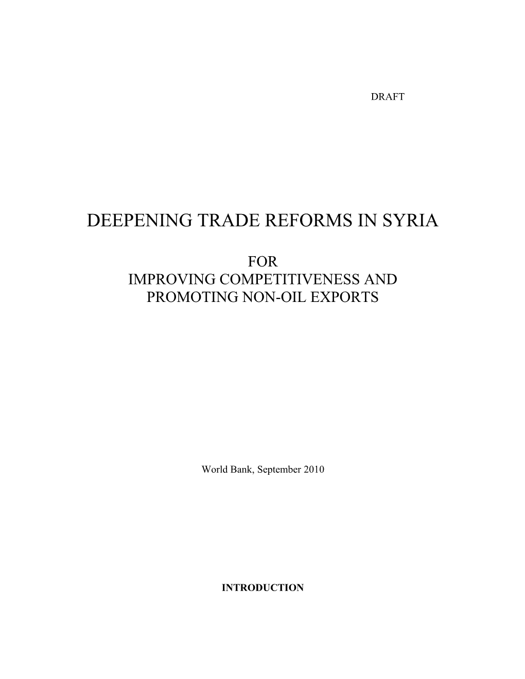 Deepening Trade Reforms in Syria