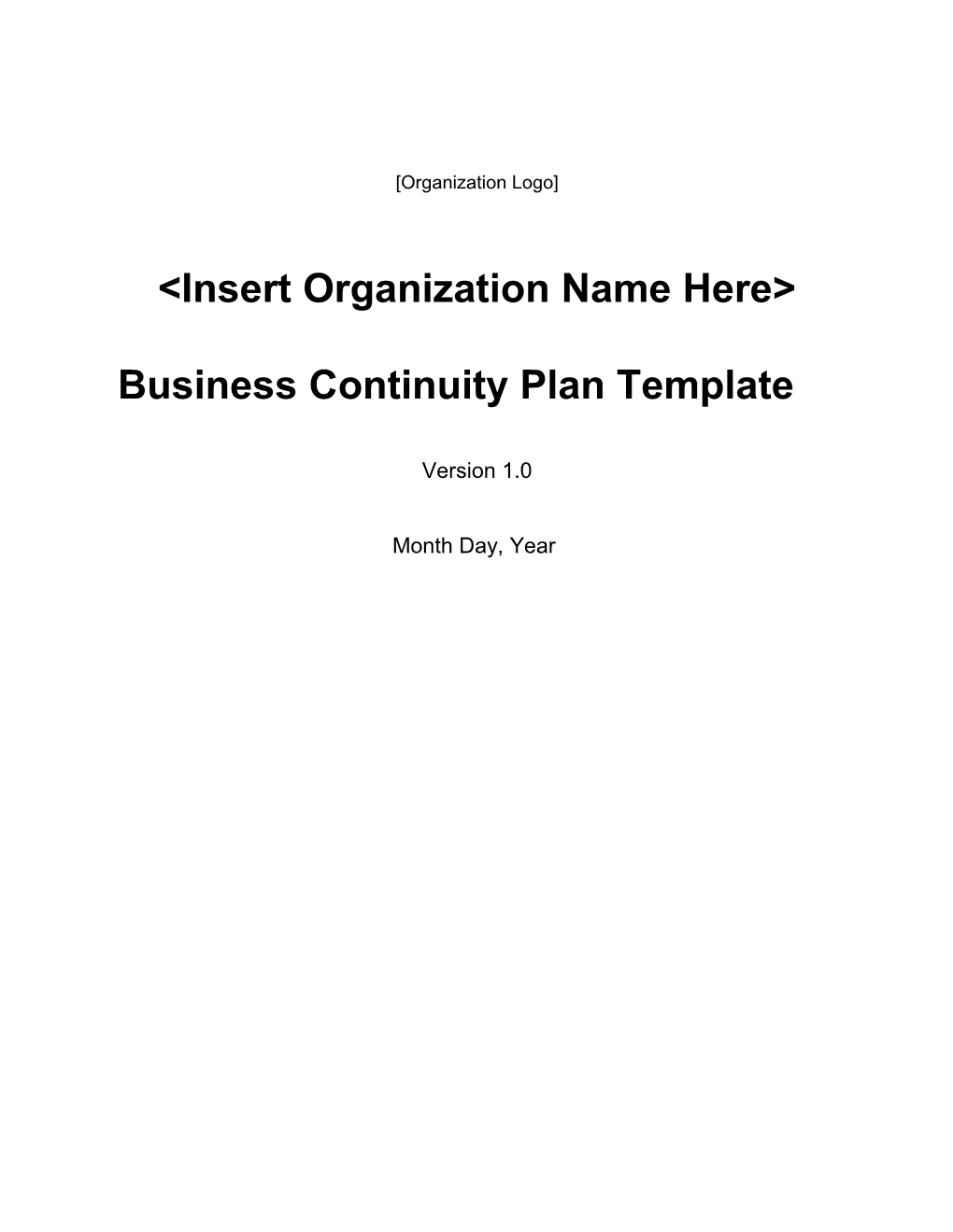 Business Continuity Template Ver. 1.0