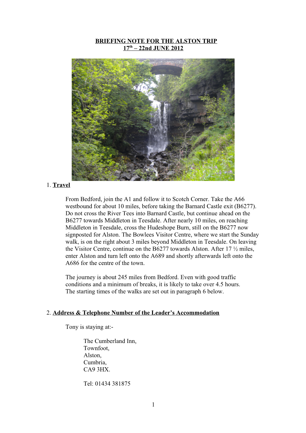 Briefing Note for the Lake District Trip