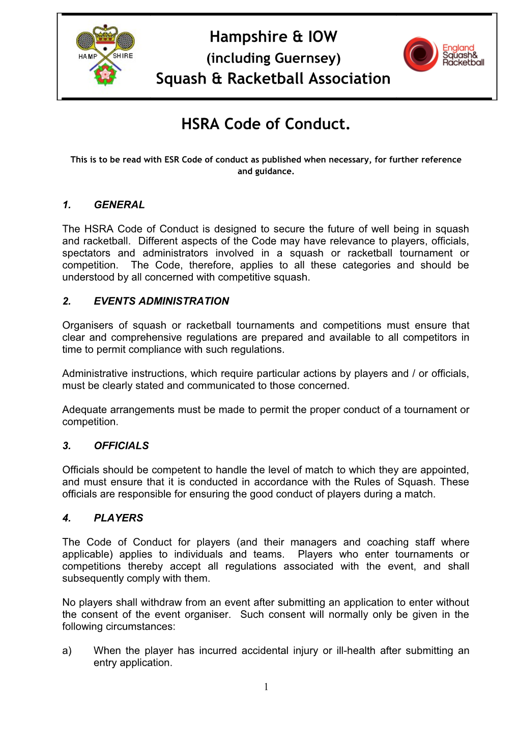HSRA Code of Conduct