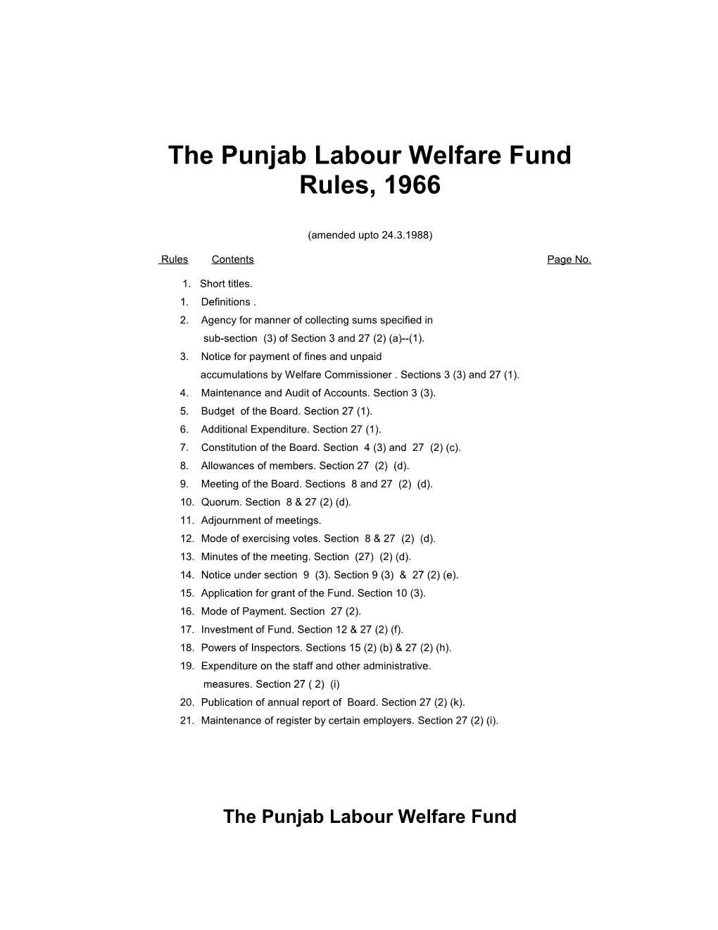 The Punjab Labour Welfare Fund Rules, 1966