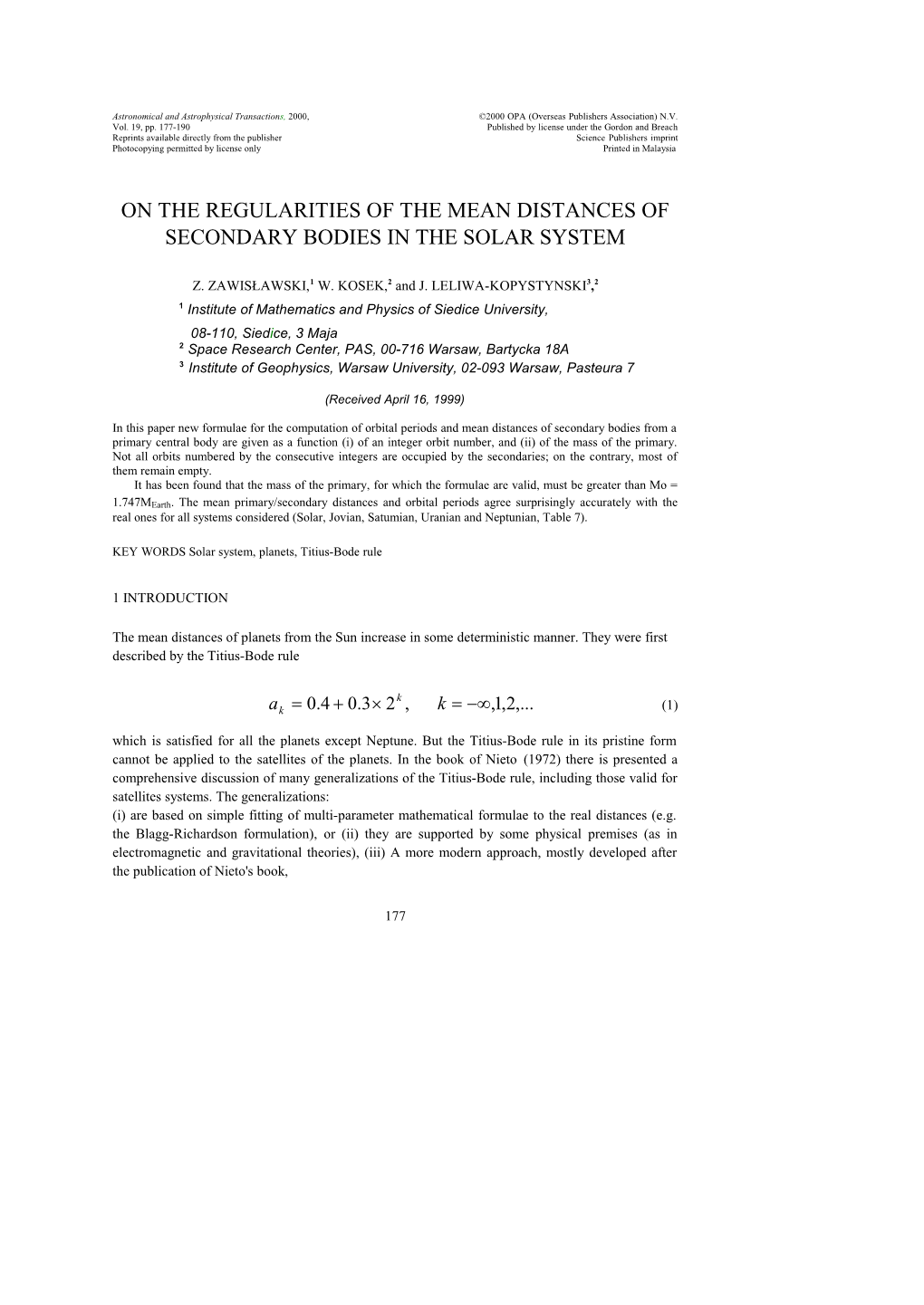 Astronomical and Astrophysical Transactions, 2000