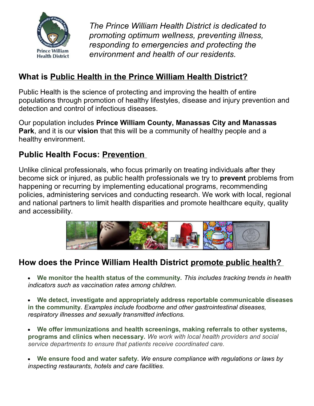 What Is Public Health in the Prince William Health District?