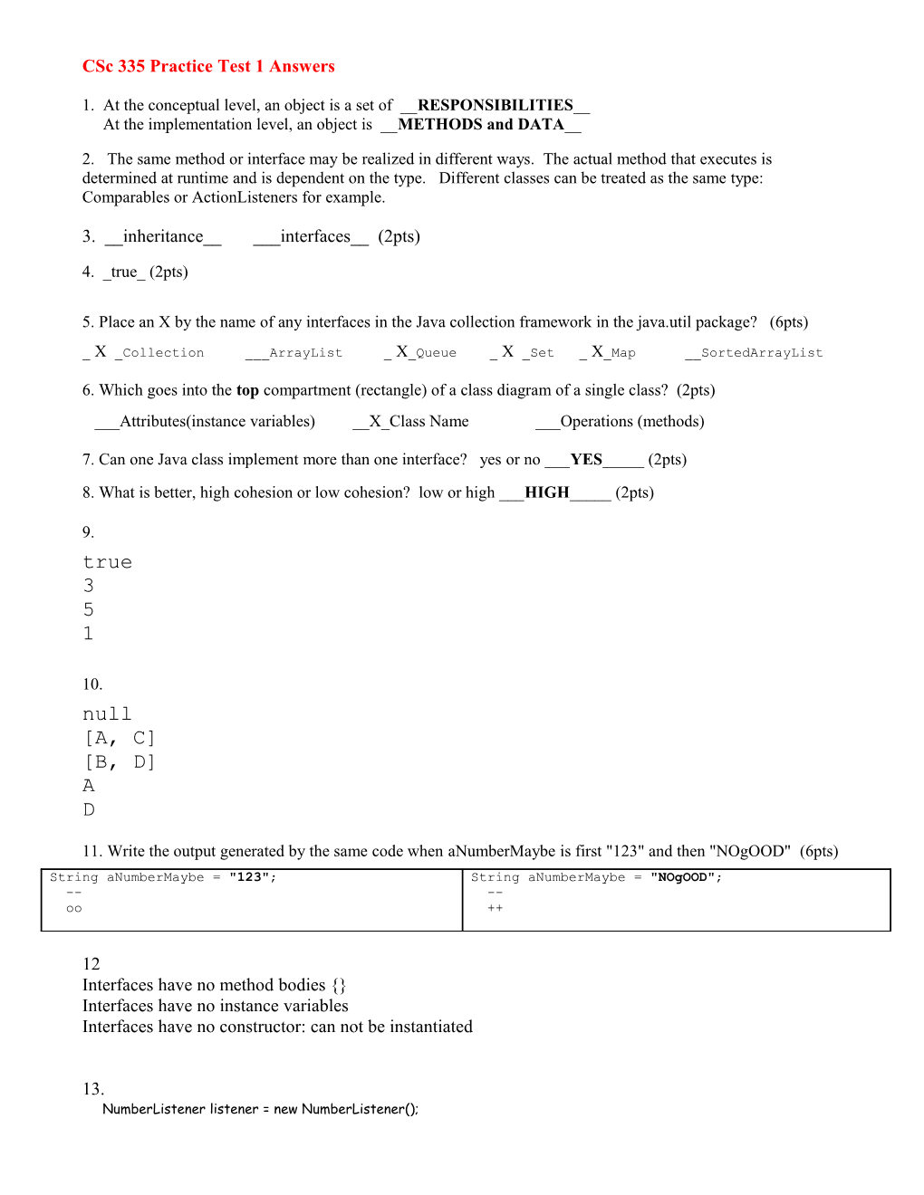 Csc 335 Practice Test 1 Answers